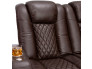 Seatcraft Aeris Multimedia Sectional, Leather Gel, Powered Headrest, Power Recline, Black or Brown