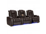 Brown Diamante Row of 3 Home Theater SeatsDiamante Top Grain Leather 7000, Powered Headrest, Power Recline, Black, Brown, or Gray