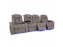 Row of 4 Gray Diamante Leather Home Theater Chairs 