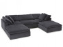 Black Heavenly Sofa with Two Ottomans