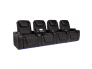 Black Leather Row of 4 Seating for Home Theaters