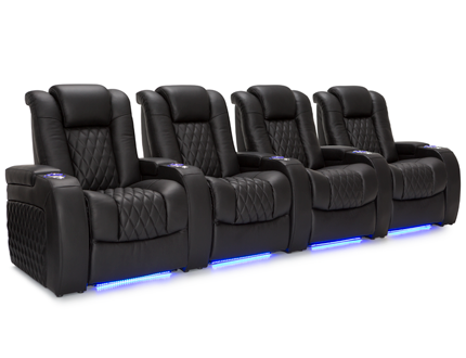 Seatcraft Diamante Black Row of 4 Home Theater Seating