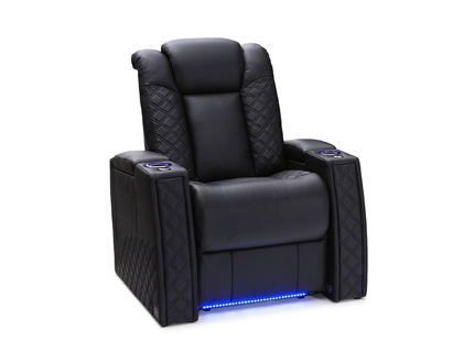 Seatcraft Enigma Top Grain Leather 7000, Powered Headrest & Lumbar, Power Recline, Black, Single Recliner