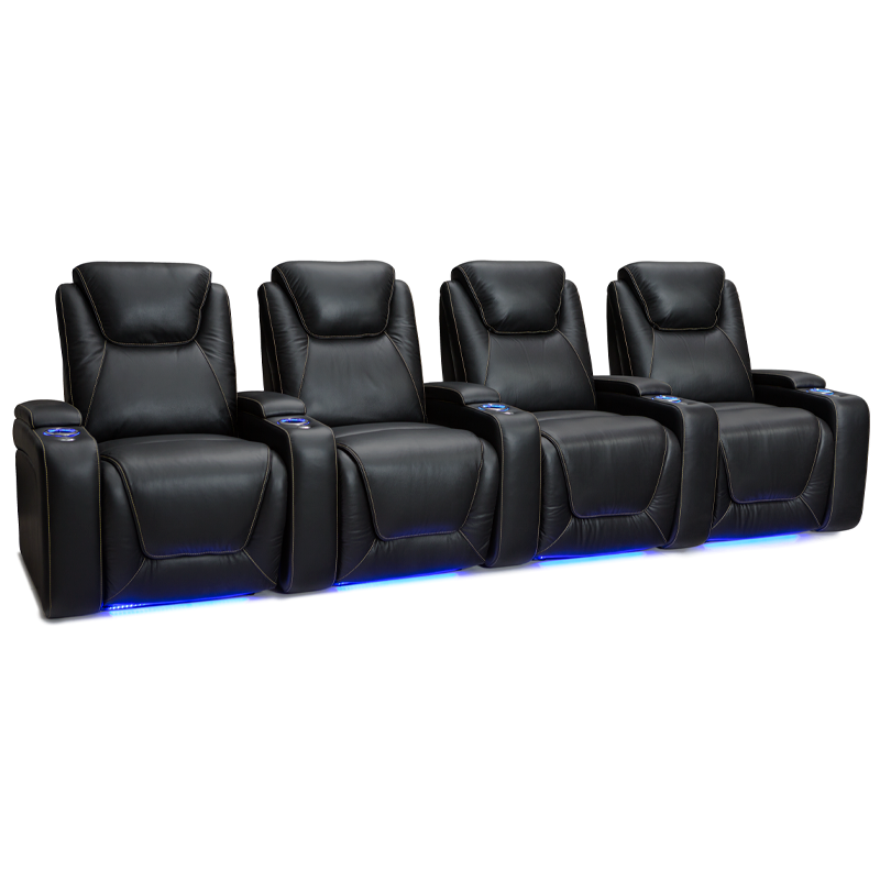 Seatcraft Equinox Black Row of 4 Home Theater Seating