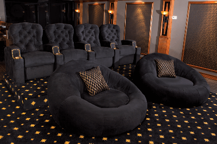Monarch Home Theater Seating and Cuddle Seats Collection, Bella Fabric Black, Chocolate or Red