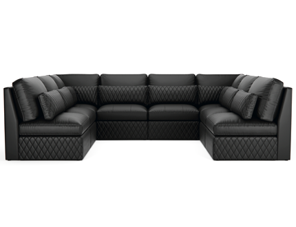 Seatcraft Diamante Media Lounge U-Sectional, Top Grain Leather 7000, 8+ Colors