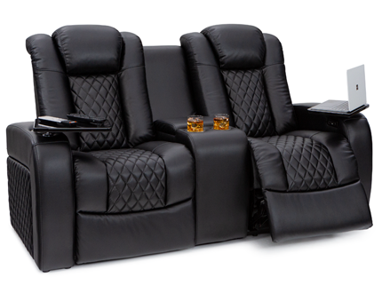 Seatcraft Aeris Loveseat Leather Gel, Powered Headrest, Power Recline, Black or Brown