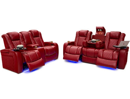 Seatcraft Anthem Media Room Set Top Grain Leather 7000, Power Headrests, Power Recline, Black, Brown Red, or Gray