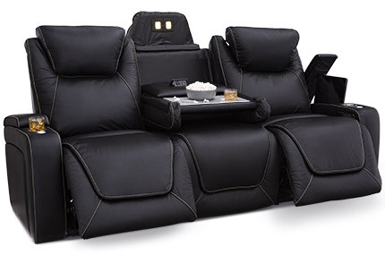 Seatcraft Colosseum Sofa, Top Grain Leather 7000, Powered Headrest, Powered Lumbar, Power Recline, Black
