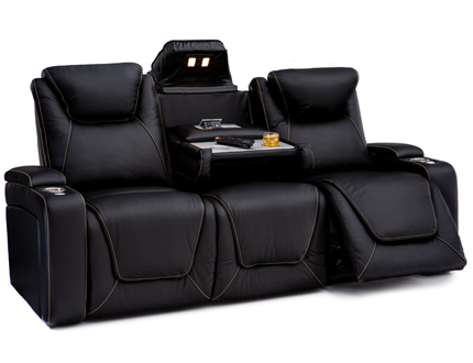 Seatcraft Concerto Heat & Massage Sofa, Top Grain Leather 7000, Powered Headrest, Powered Lumbar, Power Recline, Black or Brown