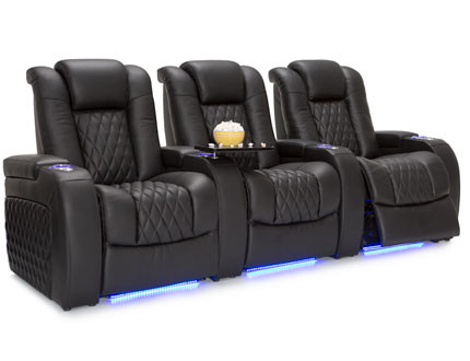 Black Seatcraft Diamante Top Grain Leather 7000, Powered Headrest, Power Recline