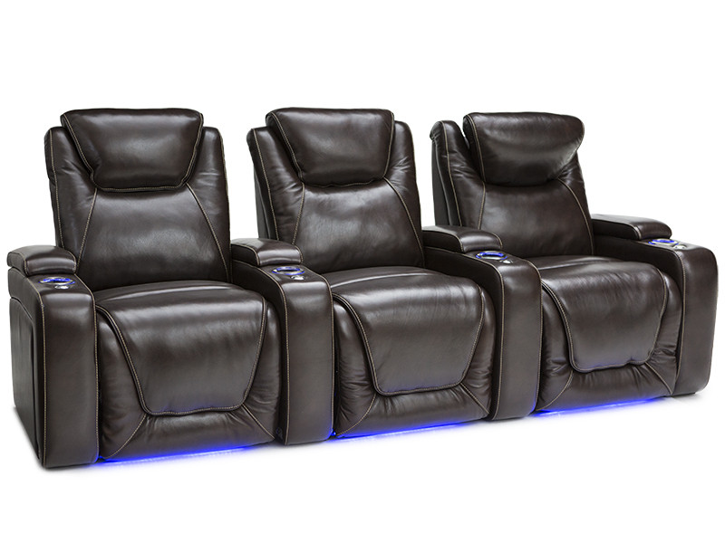 Brown Power Headrest Home Theater Seats