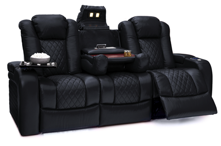 Seatcraft Euphoria Heat & Massage Sofa, Top Grain Leather 7000, Powered Headrest, Powered Lumbar, Power Recline, Black or Brown
