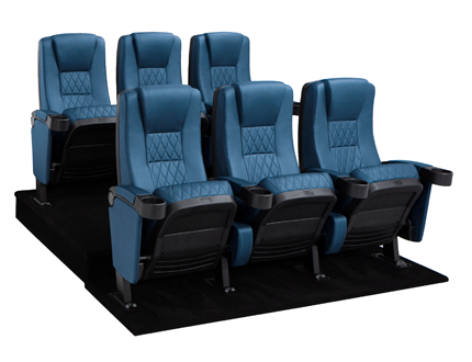 Seatcraft  Madrigal Blue Vinyl Row Of 3 Front View