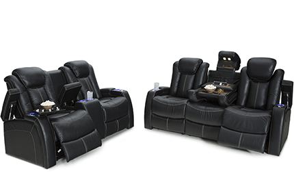 Seatcraft Republic Sofa & Loveseat Top Grain Leather 7000, Powered Headrest, Power Recline, Black or Brown