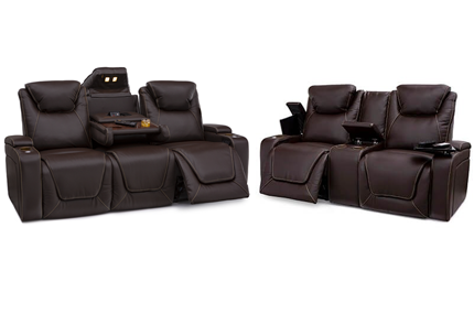 Seatcraft Vienna Sofa & Loveseat Top Grain Leather 7000, Powered Headrest & Lumbar, Power Recline, Black or Brown