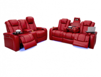 Seatcraft Anthem Media Room Set Top Grain Leather 7000, Power Headrests, Power Recline, Black, Brown or Red