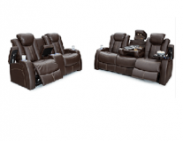 Seatcraft Omega Sofa & Loveseat Leather Gel, Powered Headrest, Power Recline, Black or Brown