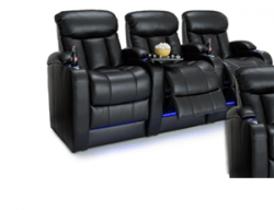 Seatcraft Grenada BACKROW Theater Seating®, Top Grain Leather 7000, Power Recline, 7" Riser Built-In, Black
