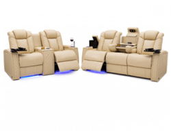 Seatcraft Palladius Sofa & Loveseat Top Grain Leather 7000, 8+ Colors, Powered Headrest & Lumbar, Power Recline