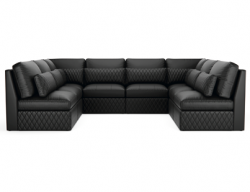 Seatcraft Diamante Media Lounge U-Sectional, Top Grain Leather 7000, 8+ Colors