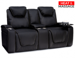 Seatcraft Concerto Heat & Massage Loveseat, Top Grain Leather 7000, Powered Headrest, Powered Lumbar, Power Recline, Black or Brown
