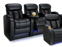 Seatcraft Grenada BACKROW Theater Seating®, Top Grain Leather 7000, Power Recline, 7'' Riser Built-In, Black