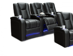 Seatcraft Serenity BACKROW Theater Seating®, Top Grain Leather 7000, Power Recline, 7" Riser Built-In, Black or Brown