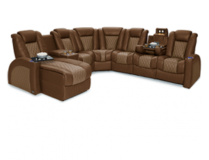 Seatcraft Cadence Two-Tone Multimedia Sectional, Top Grain Leather 7000, 8+ Colors, Powered Headrest & Lumbar, Power Recline
