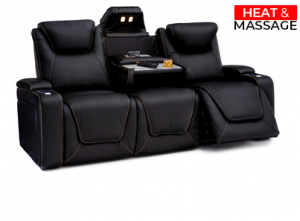 Seatcraft Concerto Heat & Massage Sofa, Top Grain Leather 7000, Powered Headrest, Powered Lumbar, Power Recline, Black or Brown