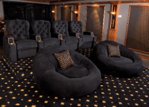 Monarch Home Theater Seating and Cuddle Seats Collection, Bella Fabric Black, Chocolate or Red