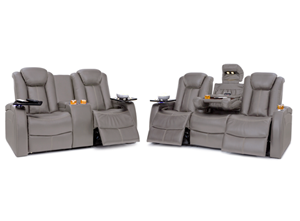 Seatcraft Republic Group, Top Grain Leather 7000, Powered Headrest, Power Recline, Gray