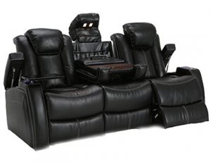 Seatcraft Omega Sofa Leather Gel, Powered Headrest, Power Recline, Black or Brown