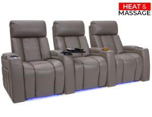 Seatcraft Summit Heat & Massage, Top Grain Leather 7000, Powered Headrest, Powered Lumbar, Power Recline, Gray
