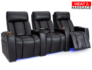 Seatcraft Summit Heat & Massage, Top Grain Leather 7000, Powered Headrest, Powered Lumbar, Power Recline, Black