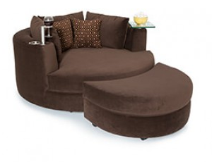 Seatcraft Swivel Cuddle Couch, Fabric, Chocolate