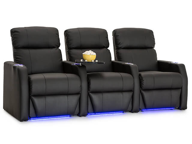 black leather theater seating