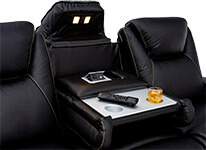Colosseum Sofa includes a Fold-Down Table with a USB Port and Power Outlets